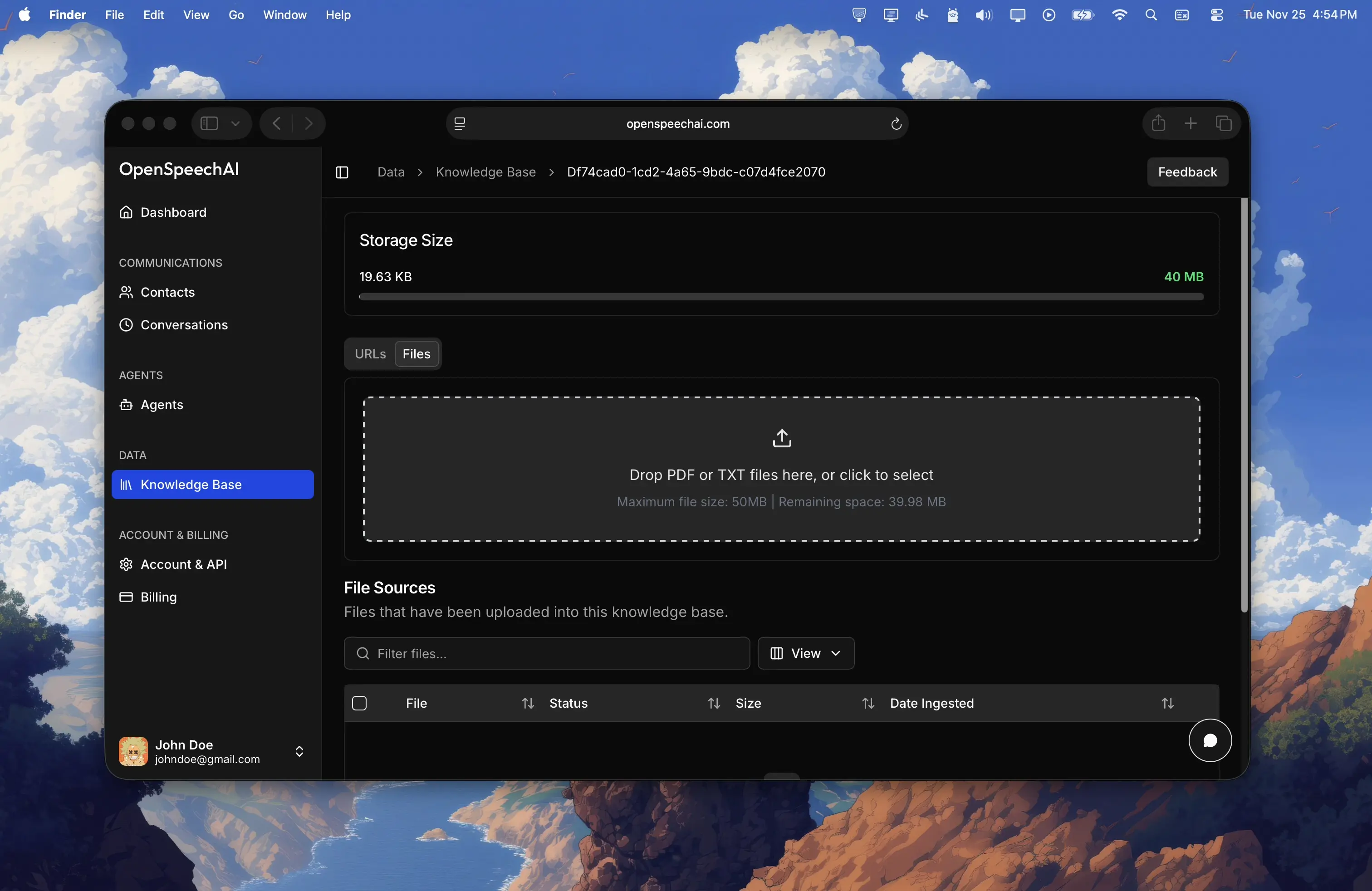 Upload files