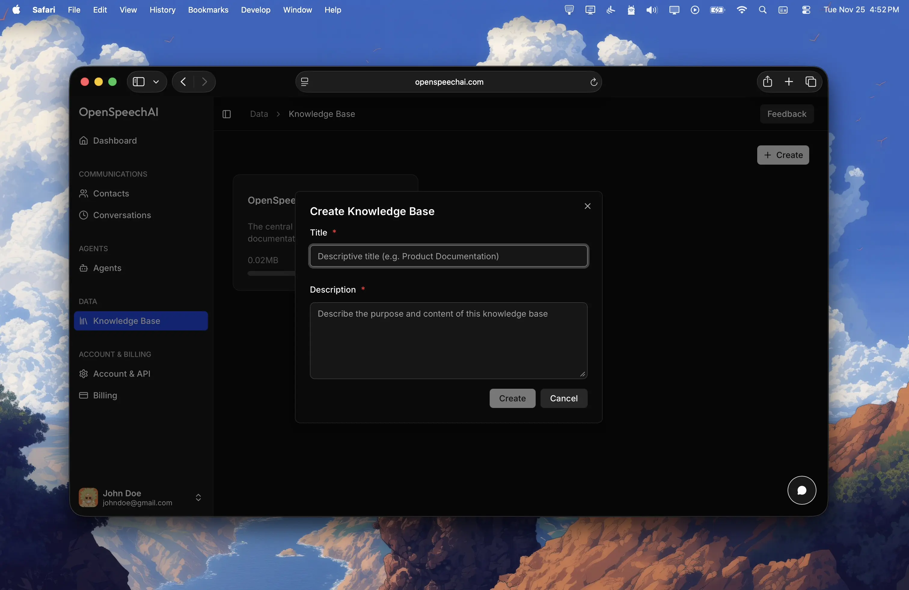 Create knowledge base