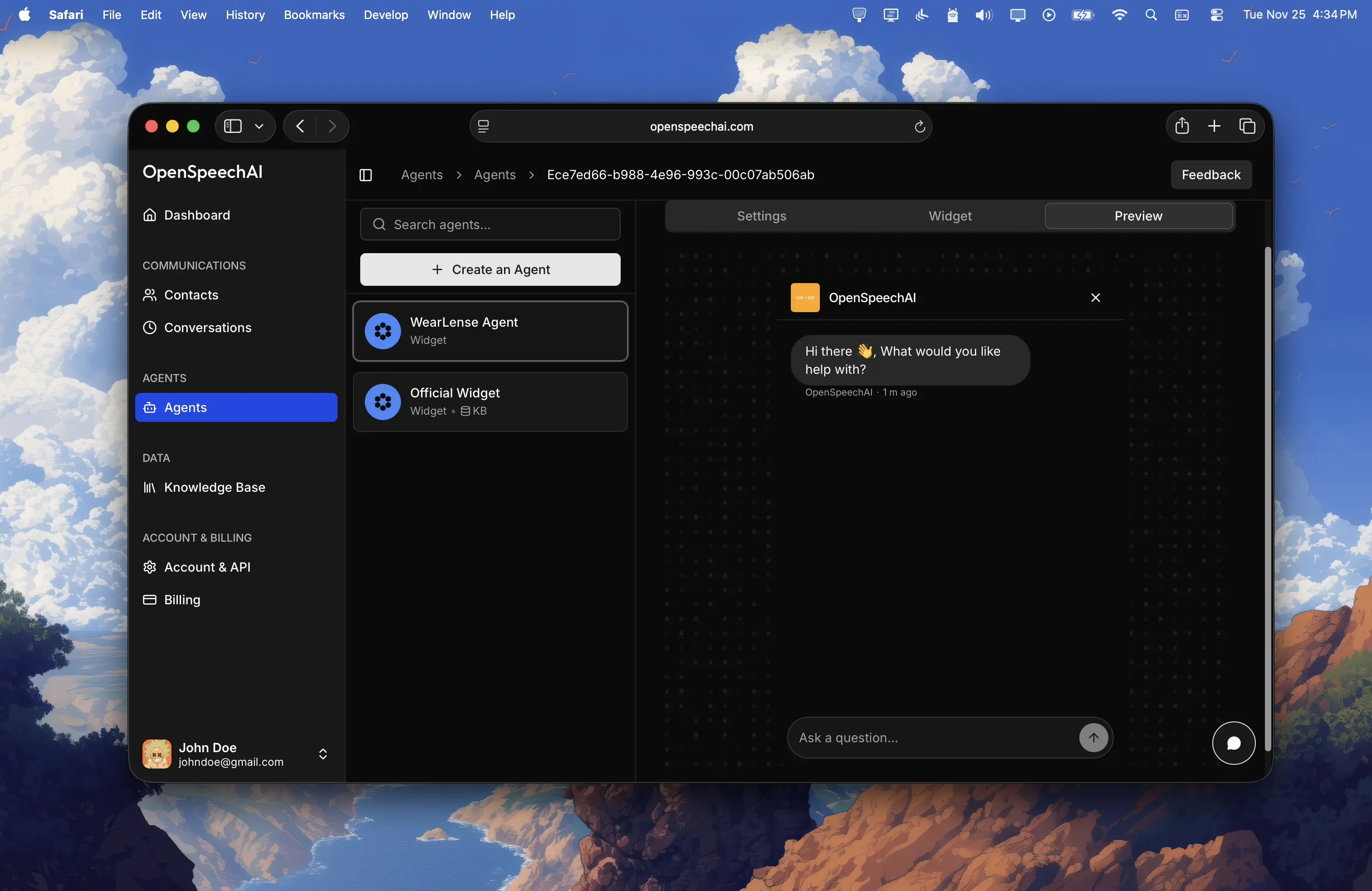 Preview your widget